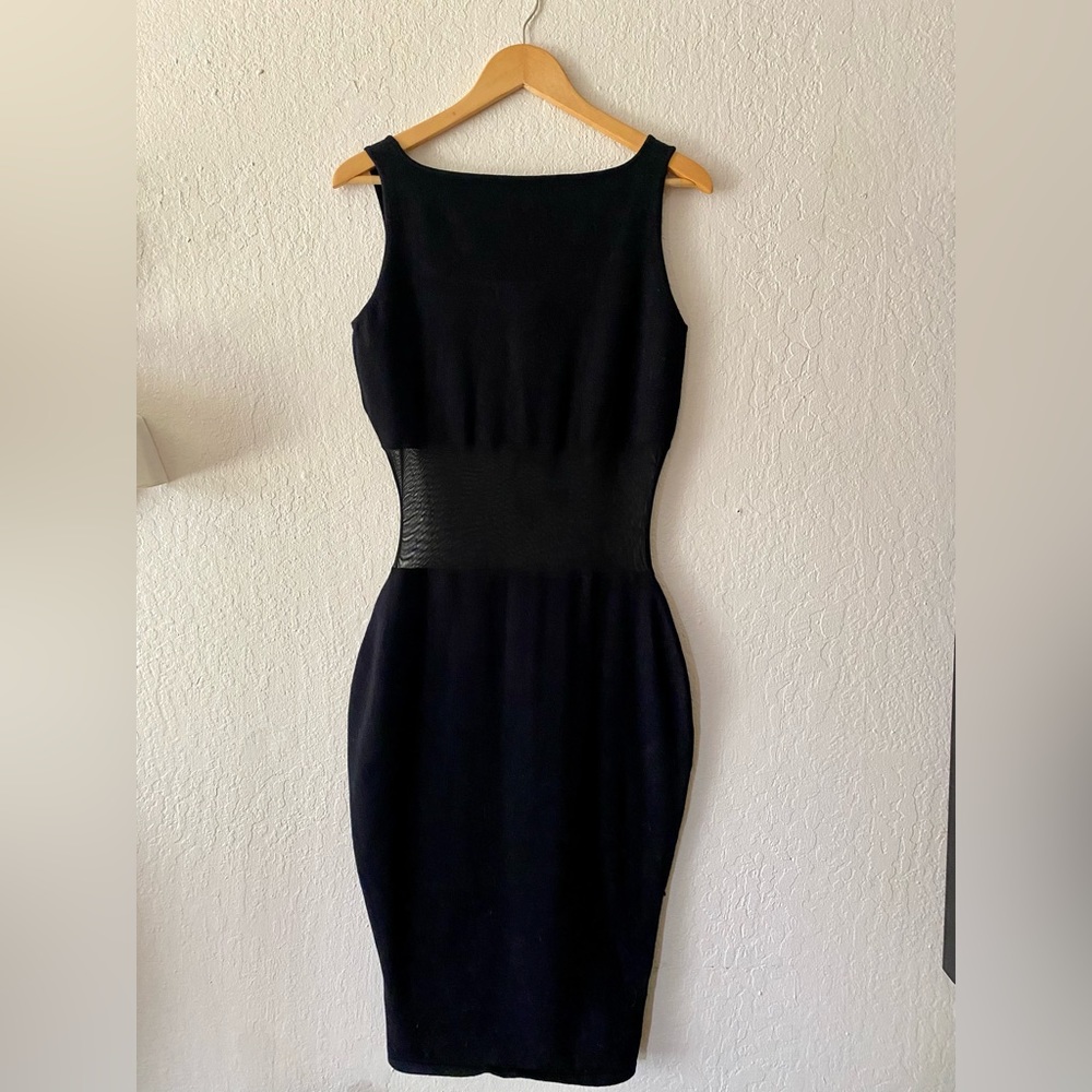 NWOT L'Ecole Des Femmes Knit & Mesh Dress Modern Audrey Hepburn Vibes LBD - Picture 3 of 6